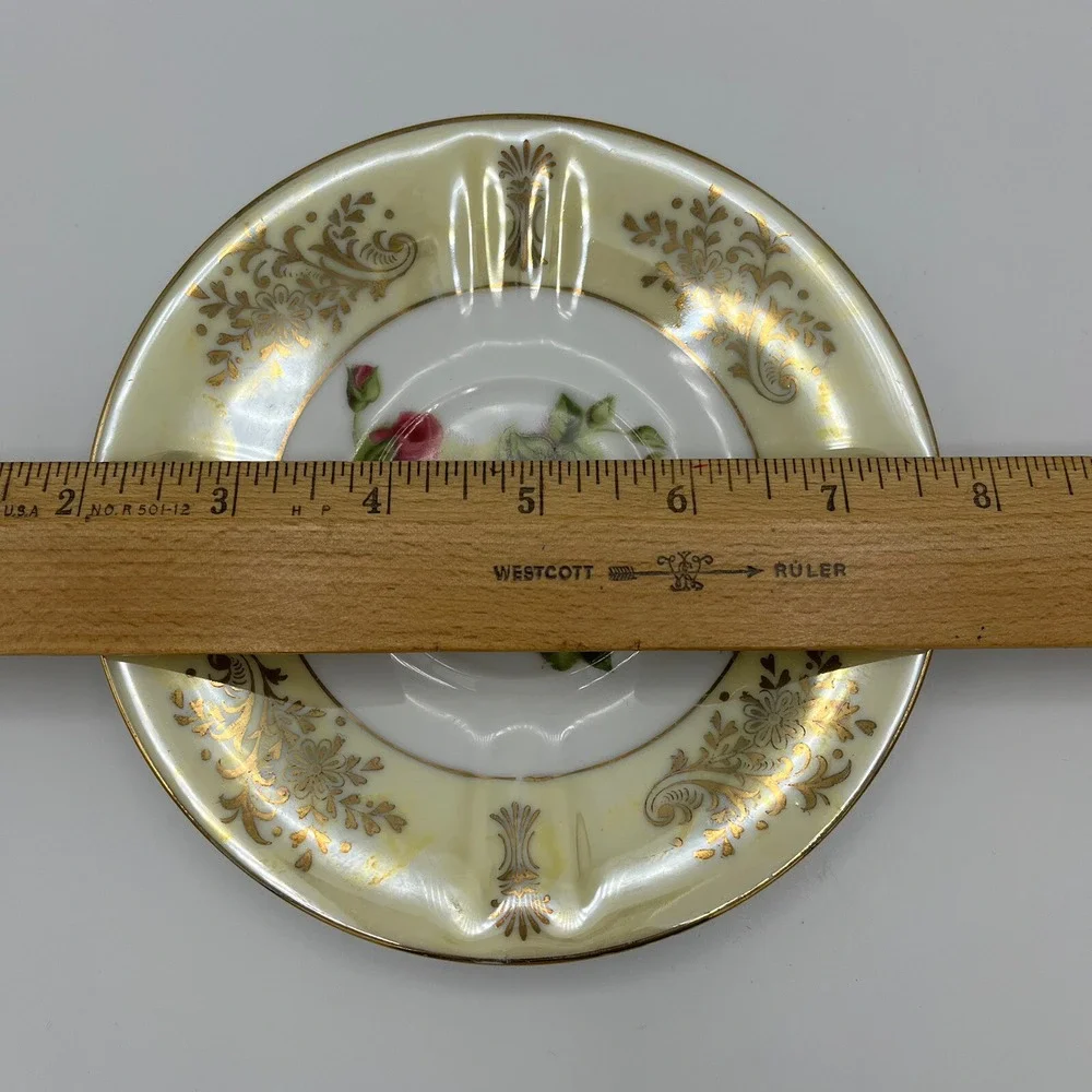 Vintage LM Royal Halsey Very Fine Cup Saucer Pink Roses‎ Yellow Lusterware Gold